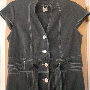 Sweet Charcoal Gray Midi Dress with Short sleeves